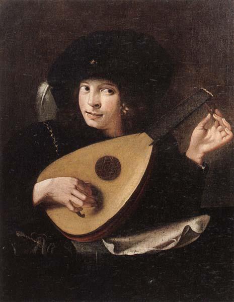 unknow artist A Young man tuning a lute France oil painting art